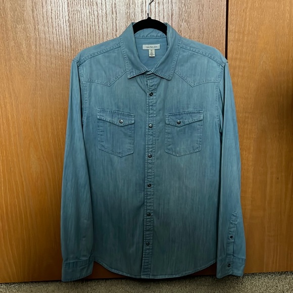 Calvin Klein Jeans Denim Button Down Shirt Sz M - Picture 1 of 6